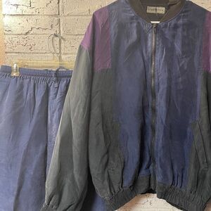 Vintage Silk Colorblock 90s WindSuit Robert Stock Large